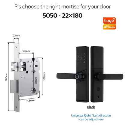 9 languages Smart Electronic Door Lock with Biometric Fingerprint  Interface Tuya Wifi Compatible Home Security