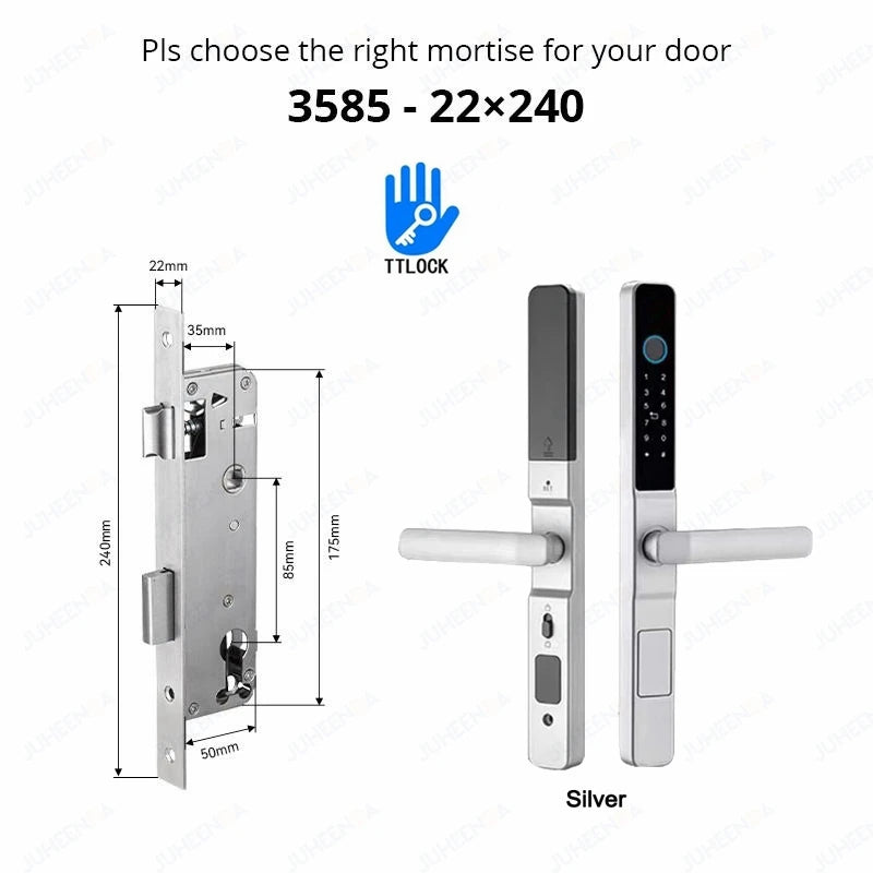 Waterproof Sliding Door Smart Lock TTLock App Alexa Fingerprint Digital Code RFID Card Anti-Lock Aluminum Glass Electronic Lock
