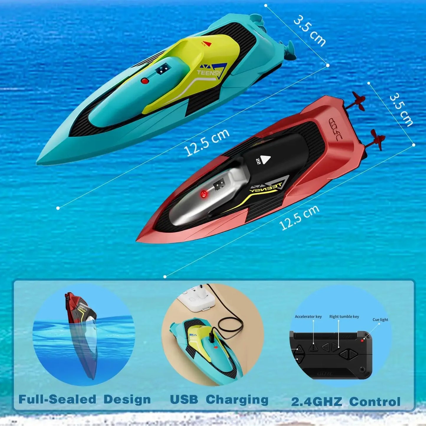 2.4G Remote Control Boat Dual Motor 10km/h High Speed Radio Remote Controlled Speedboat Mini RC Boat Summer Water Toy Pool Toys