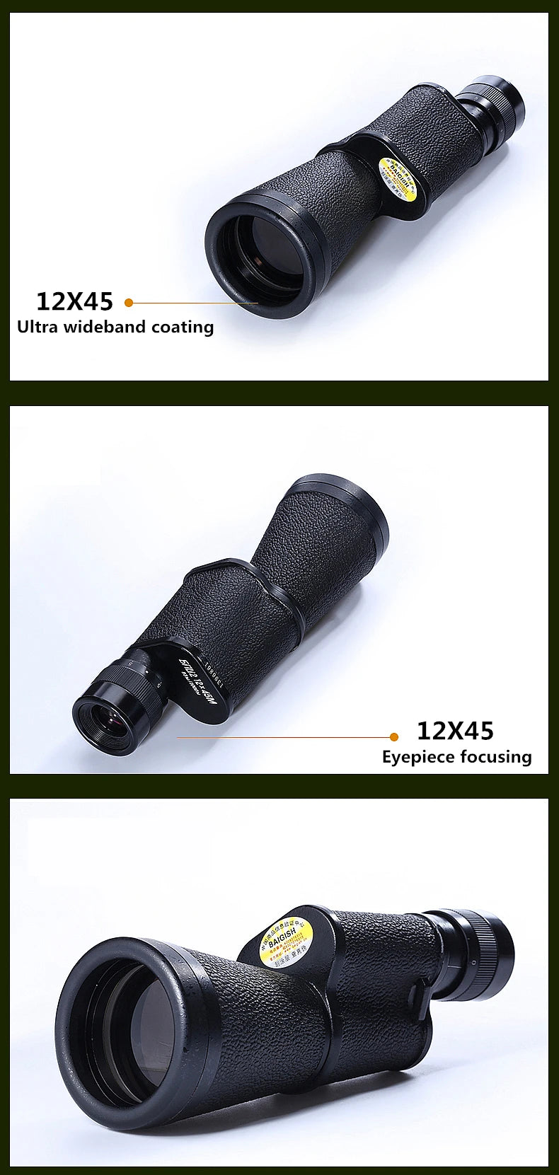 Professional Binoculars Baigish 8x30 10x40 10x50 12x4515x60 20x50 8-24x40 Powerful Military Telescope Long Range Monocular BAK4