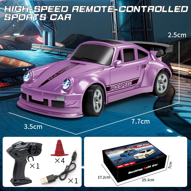 1/64 RC Car 2.4G 4WD High Speed Drift Mini Desktop Racing Car Four Wheel Drive Radio Controlled Mini GTR Racing Model Boy Toy