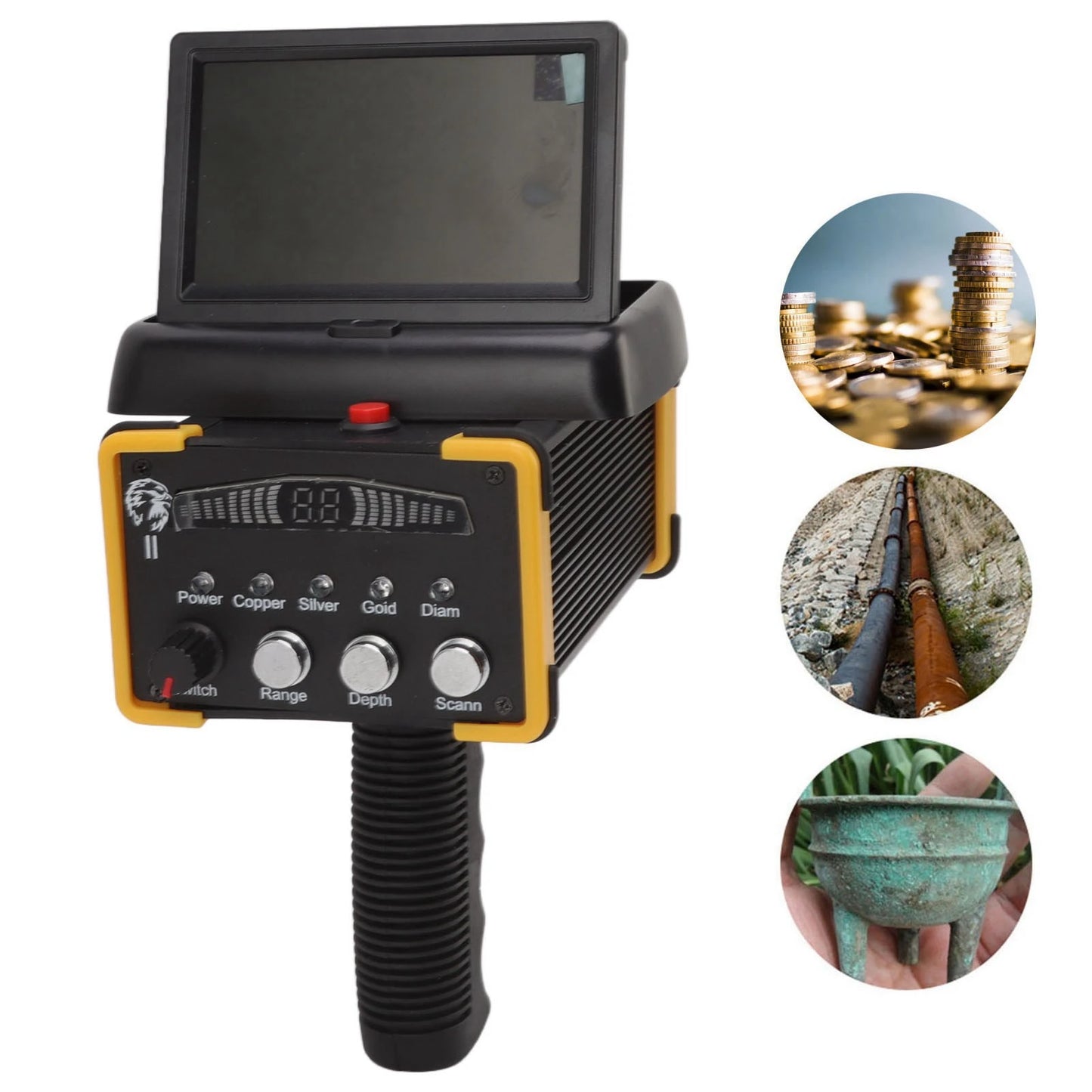 15m Depth 1000 Meters Range Metal Detector High Accuracy Metal Detector with Display Screen for Gold Silver Copper 100-240V