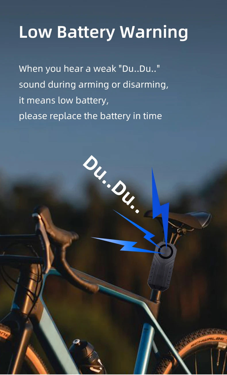 Anti-theft Alarm for Motorbike/Bicycle 113db High Volume Vibration Wireless Remote Control Electric Bell Sound Find A Vehicle