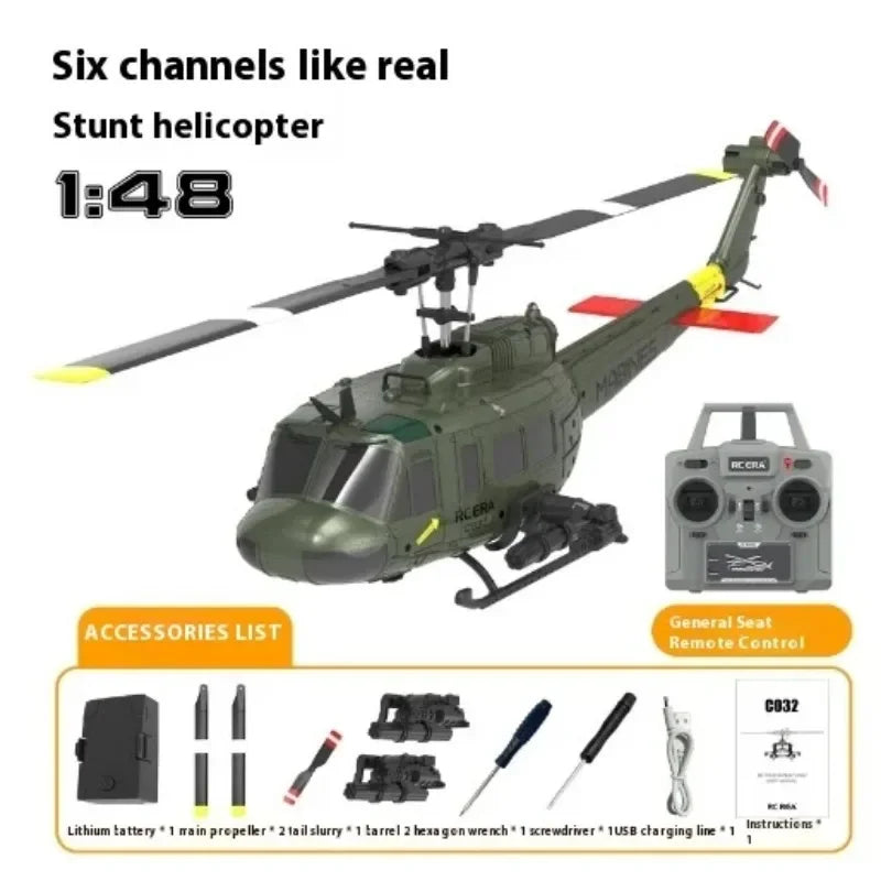 RC ERA C032 (Uh-1) 6ch Aileron Free Reverse Flying Stunt Helicopter Electric Remote-Controlled Airplane Model Toy Gift