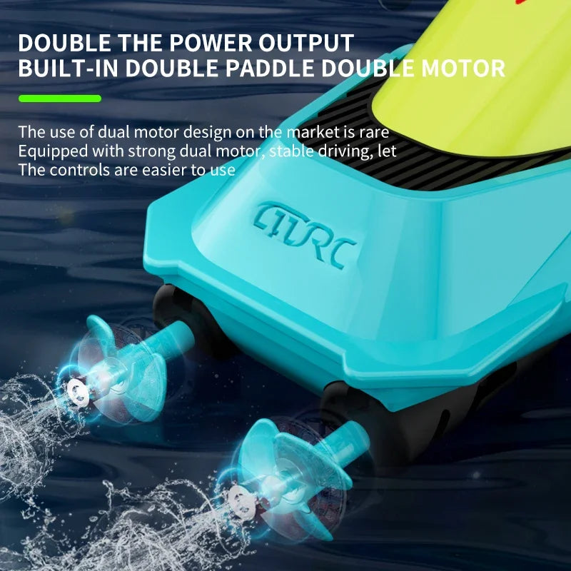 2.4G Remote Control Boat Dual Motor 10km/h High Speed Radio Remote Controlled Speedboat Mini RC Boat Summer Water Toy Pool Toys
