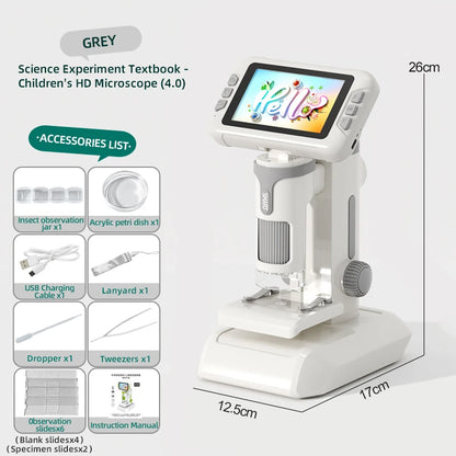 Microscope for Kids Children Microscope with 3.97 Inch Screen 1600x Zoom Mini Handheld Microscope Camera Christmas Birthday Gift
