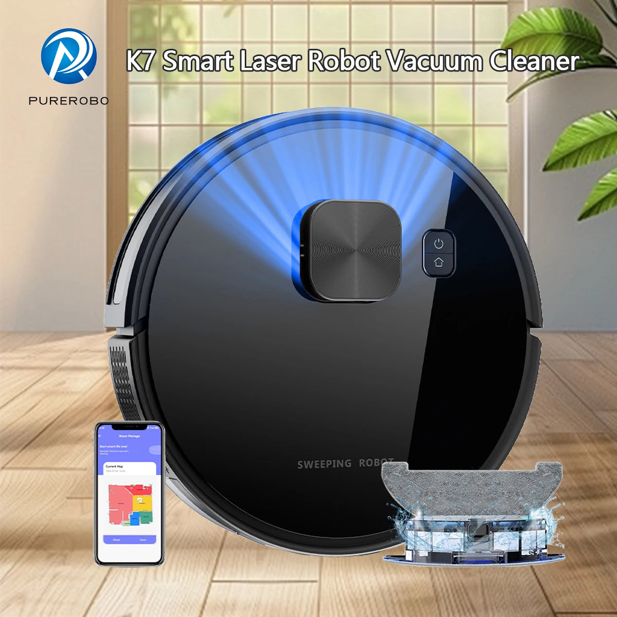 X7 Robot Vacuum Cleaner Can Work For 120-150 Minutes With Laser and Gyroscope Navigation Function Automatic Cleaning Sweep Robot