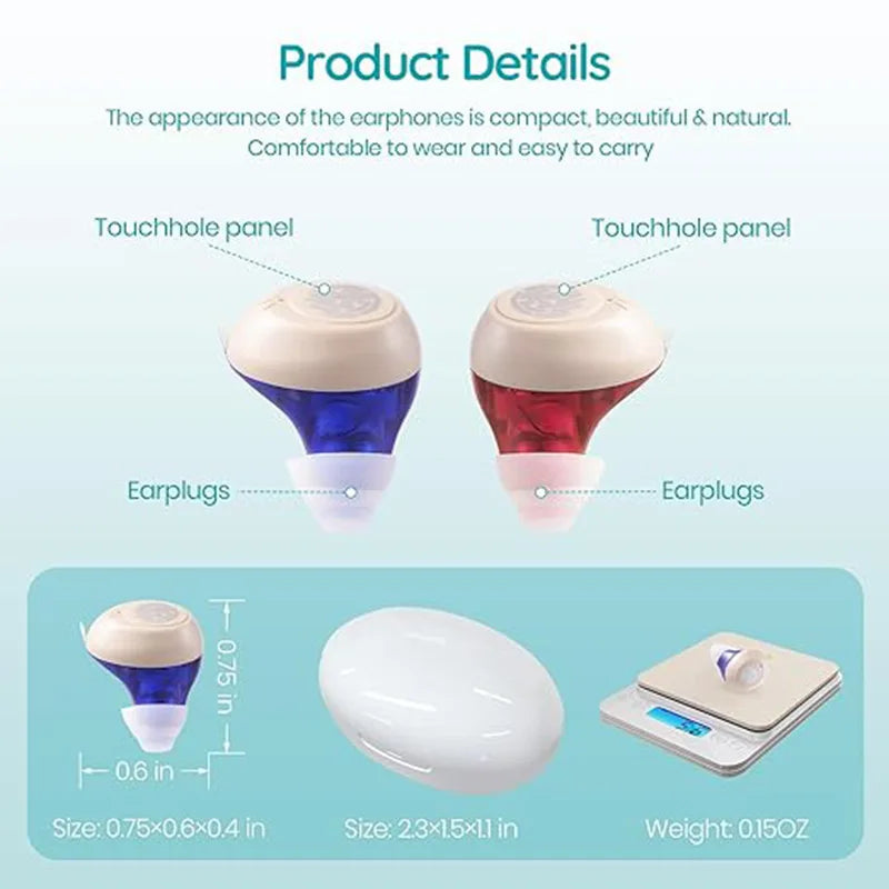 Magnetic Noise Cancellation Audiphone Invisible Wireless Loudspeaker Sound Amplifier Touch Control Earbuds For Hard of Listening