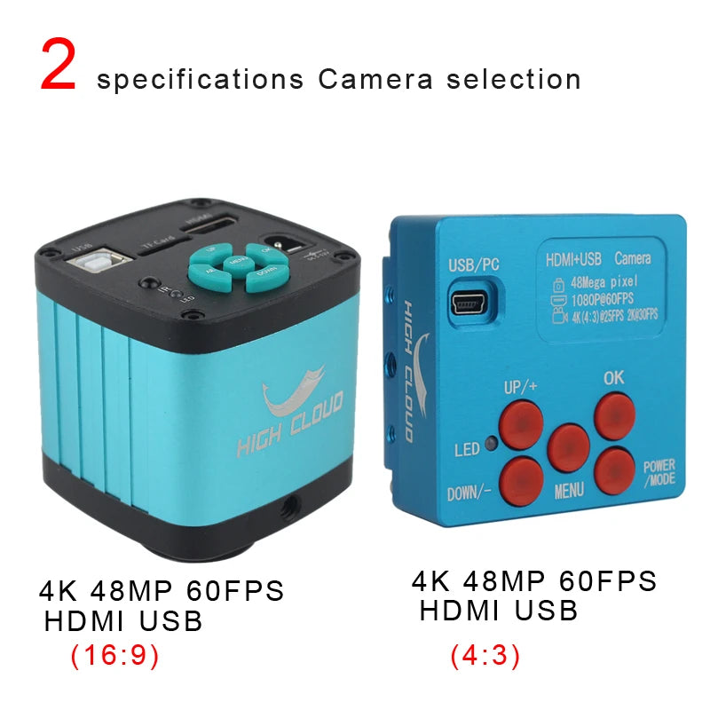 48MP 4K 1080P HDMI USB Industrial Digital Microscope Camera with C-Mount Lens 130X Zoom Cantilever Stand for Repair Soldering