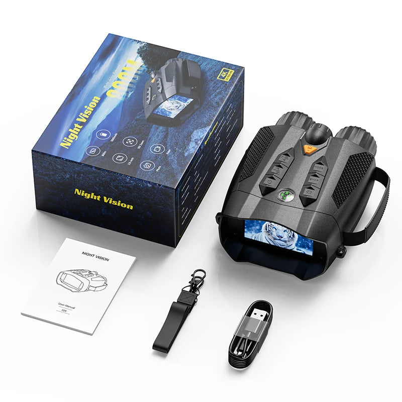 Night Vision Binoculars 4K Infrared 5W IR Rechargeable 10X Digital Zoom 800 Meters Darkness Goggles for Hunting & Surveillance