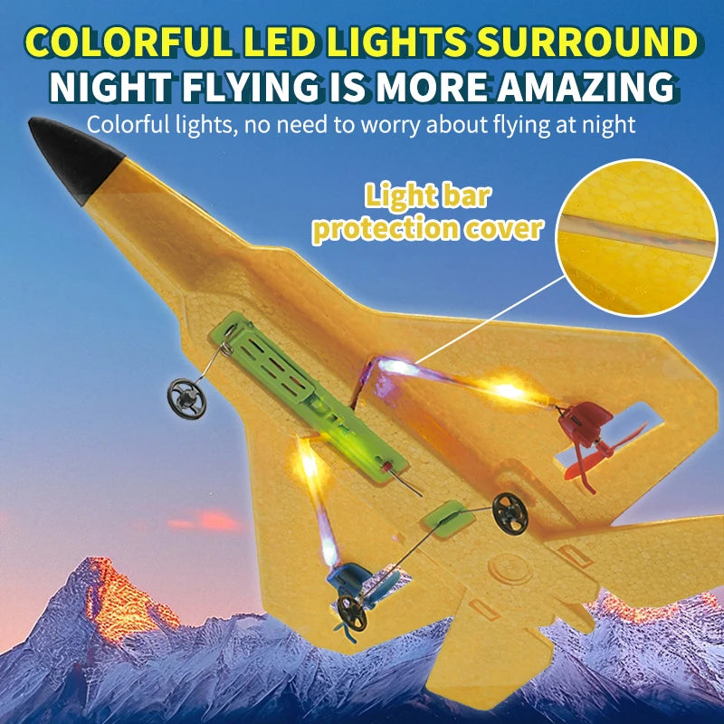 RC Plane 2.4G 2CH F22 Raptor Remote Control Flying Glider With LED Lights EPP Foam RC Airplane Toys Gifts For Children