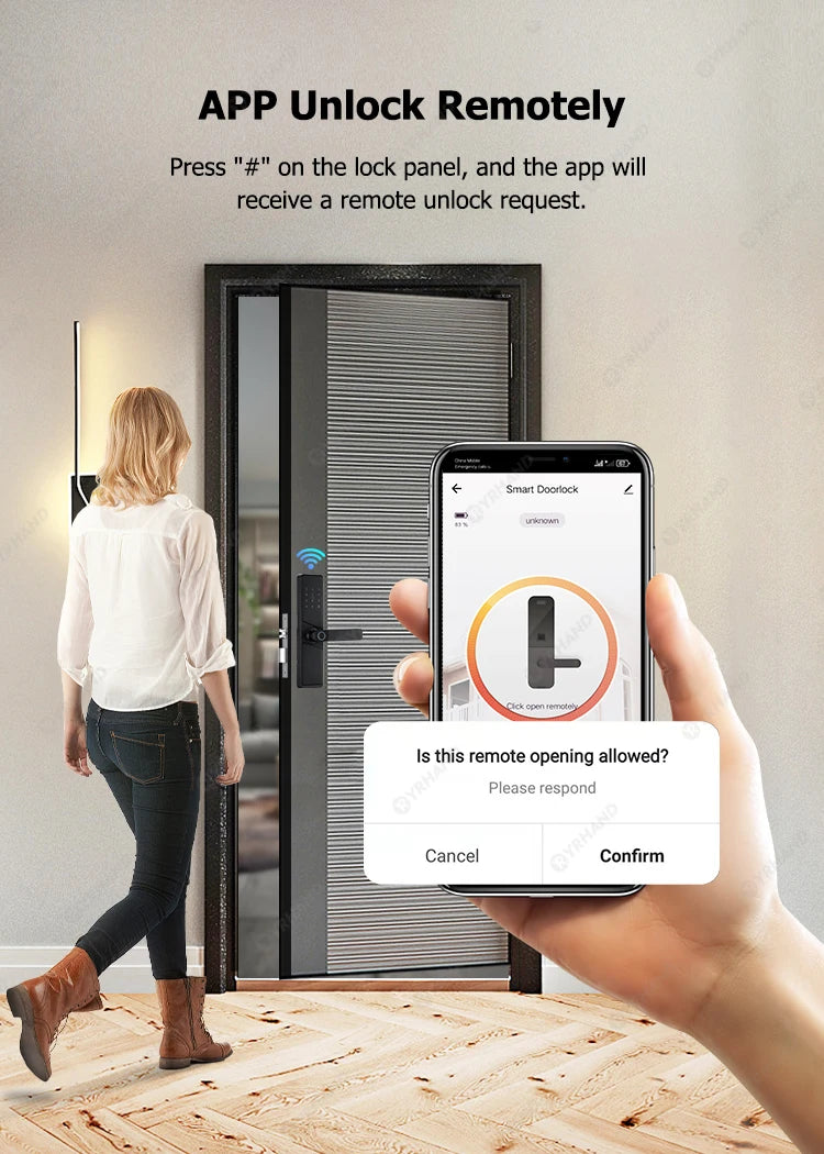 9 languages Smart Electronic Door Lock with Biometric Fingerprint  Interface Tuya Wifi Compatible Home Security