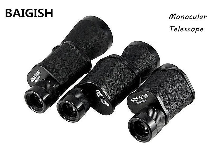 Professional Binoculars Baigish 8x30 10x40 10x50 12x4515x60 20x50 8-24x40 Powerful Military Telescope Long Range Monocular BAK4