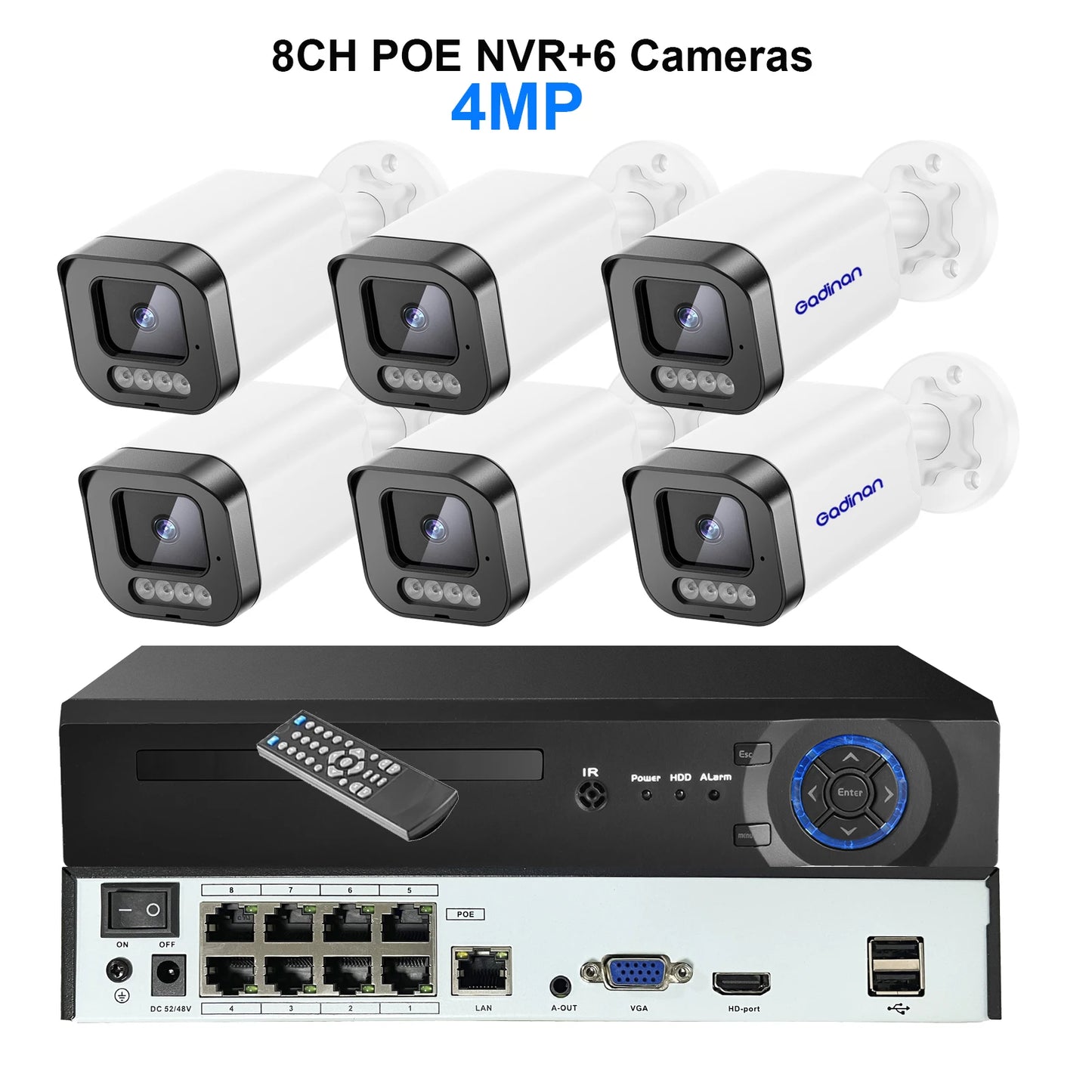 4K Security Camera System 8CH POE NVR 8MP Face Detect Color Night Vision Two Way Audio IP Camera Security Video Surveillance Set