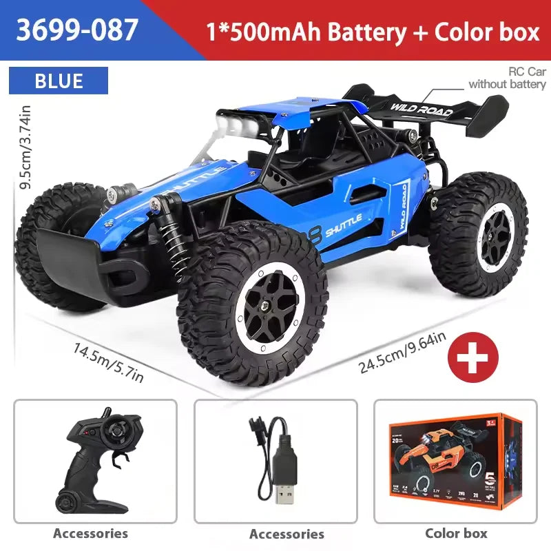 RC Car Truck 1:16 2.4Ghz All Terrain Off-Road Monster High Speed 20KM/h Remote Control Car with LED Headlights Toy Birthday Gift