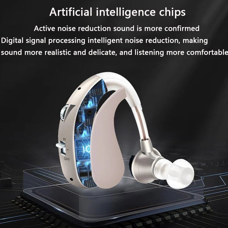 NEW Hearing Aid Earphones Ear Hook Charging Comfort Assisted Listening Headset  Adjustable Dual Sound Earbuds For Elderly People