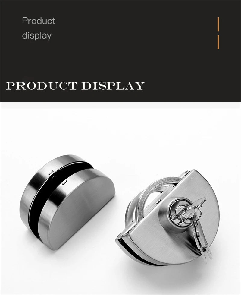 1 Set Double Open Sliding Door Lock Stainless Steel Glass Door Lock with Keys 8-12mm Safety Locks Office Glass Security Hardware