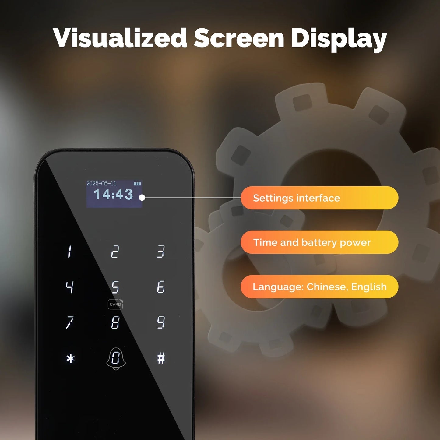 ‌MOES Smart Wooden Door Lock with Touchscreen - Bluetooth Fingerprint/Password/APP Unlock, Anti-Tamper Alarm, 6-Month Battery‌