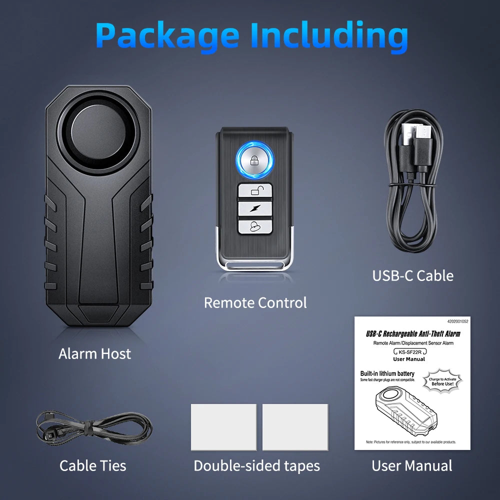 Awapow Bicycle Alarm 113dB Waterproof Motorcycle Security Burglar Wireless Remote Control Electric Scooter Bike Anti theft Alarm