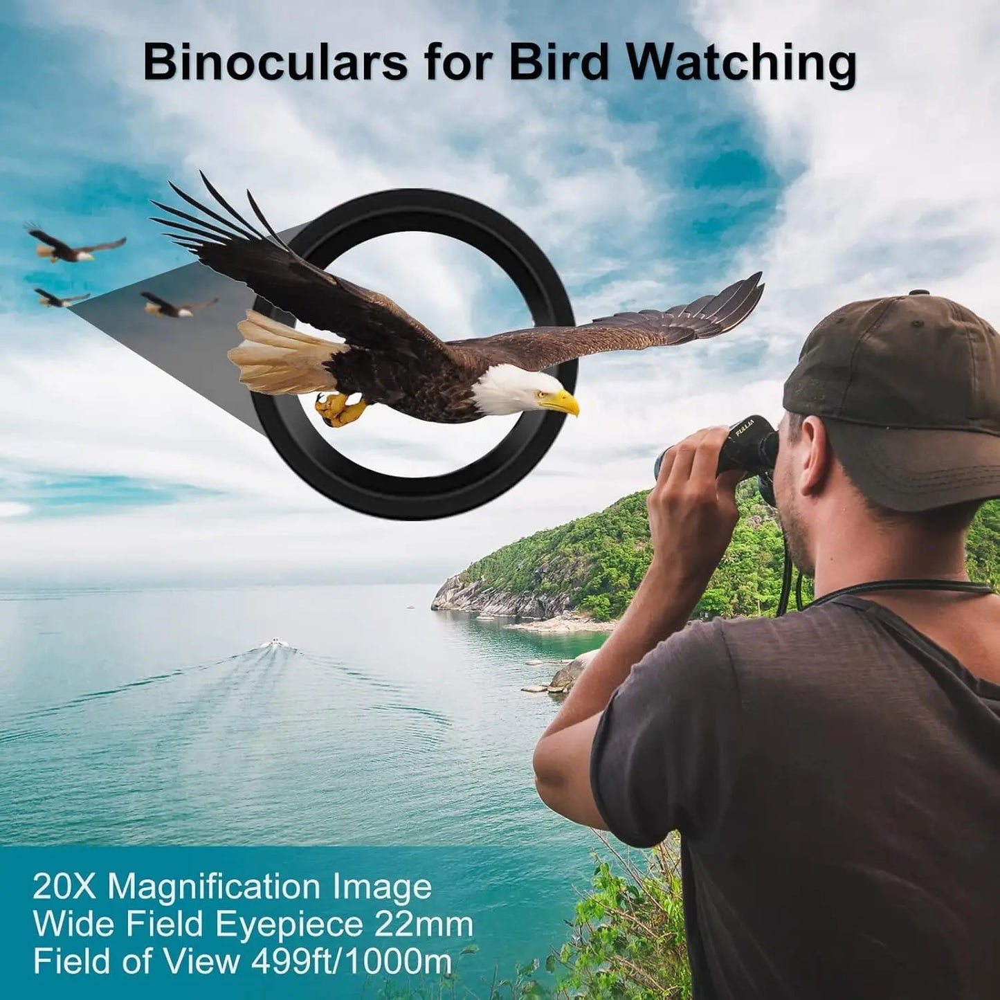 20x50 Powerful Binoculars for Adults IP67 Waterproof Large View Binocular With Clear Low Light Vision for Hunting Travel Outdoor