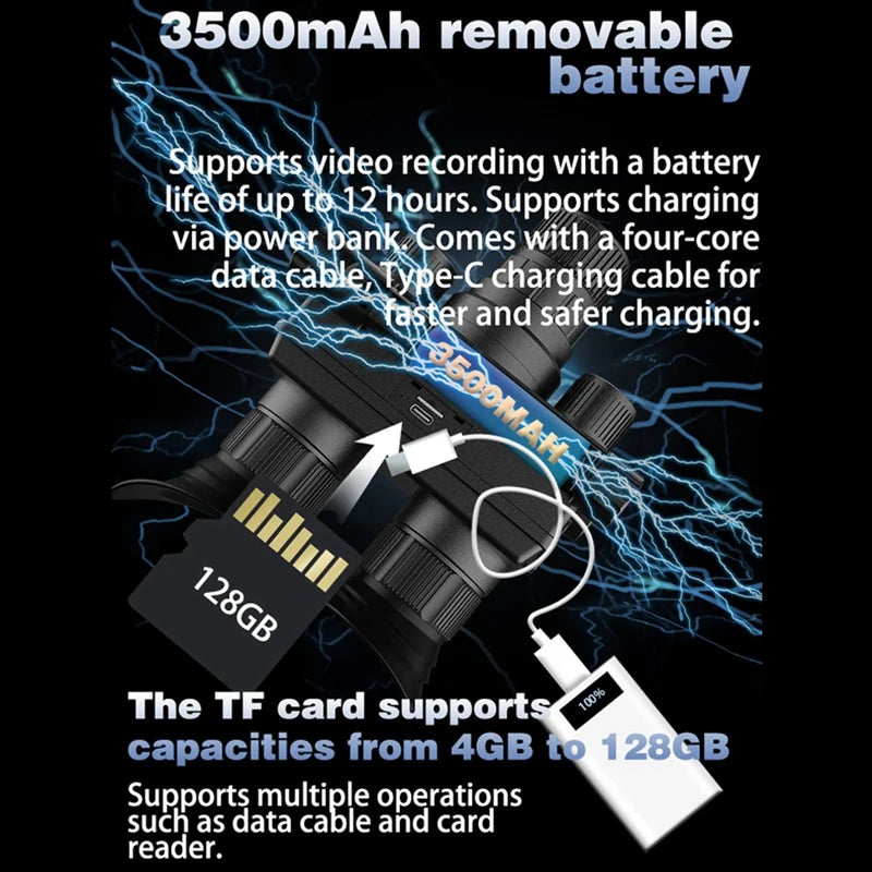 4K 40MP Head Mounted Telescope Goggles 8X Zoom Infrared Night Vision Binoculars Camera For Hunting Range Tool Explorat