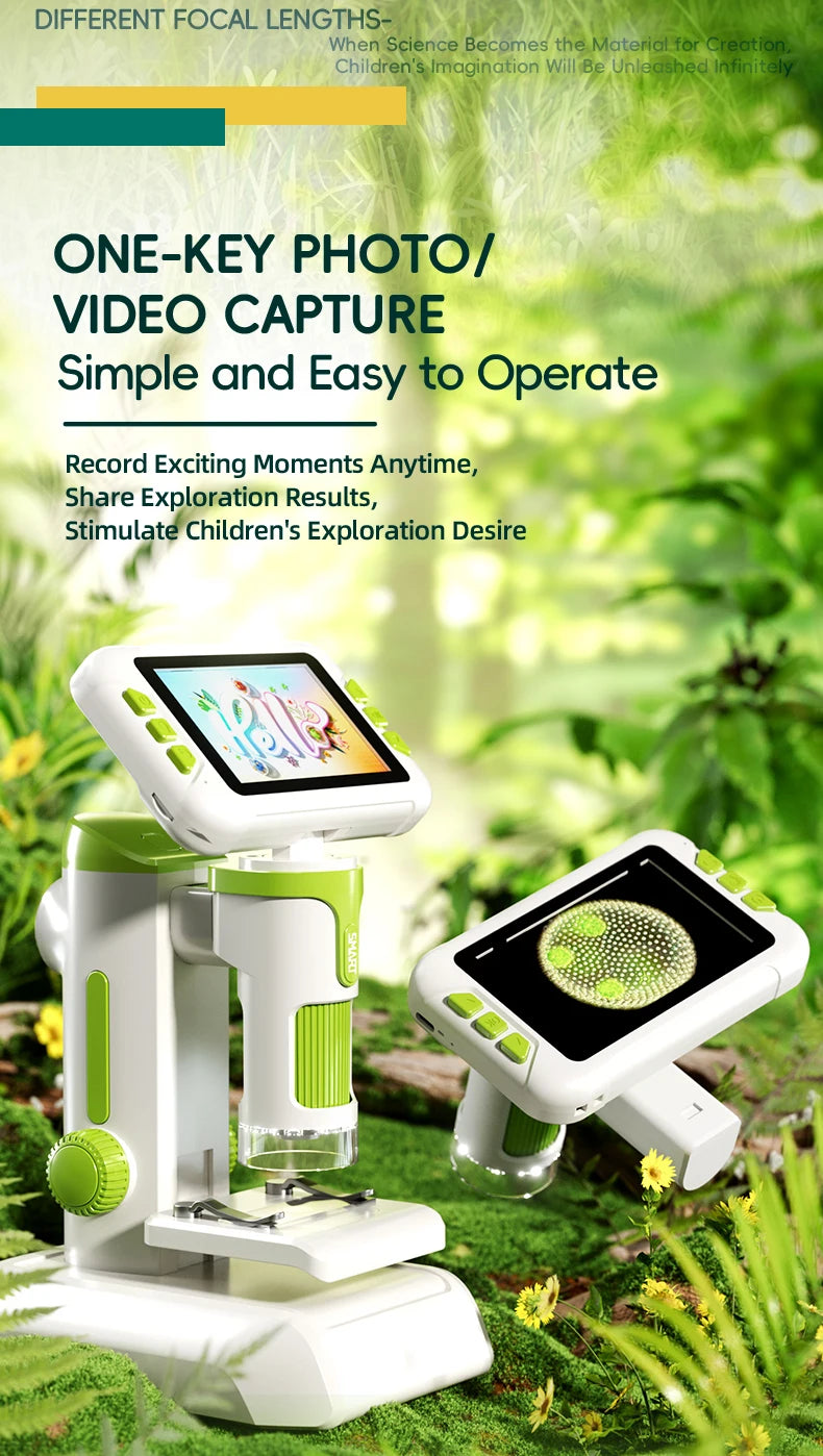 Microscope for Kids Children Microscope with 3.97 Inch Screen 1600x Zoom Mini Handheld Microscope Camera Christmas Birthday Gift