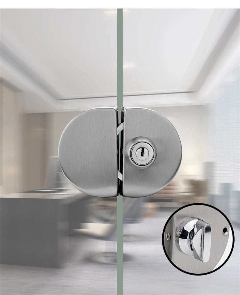 1 Set Double Open Sliding Door Lock Stainless Steel Glass Door Lock with Keys 8-12mm Safety Locks Office Glass Security Hardware