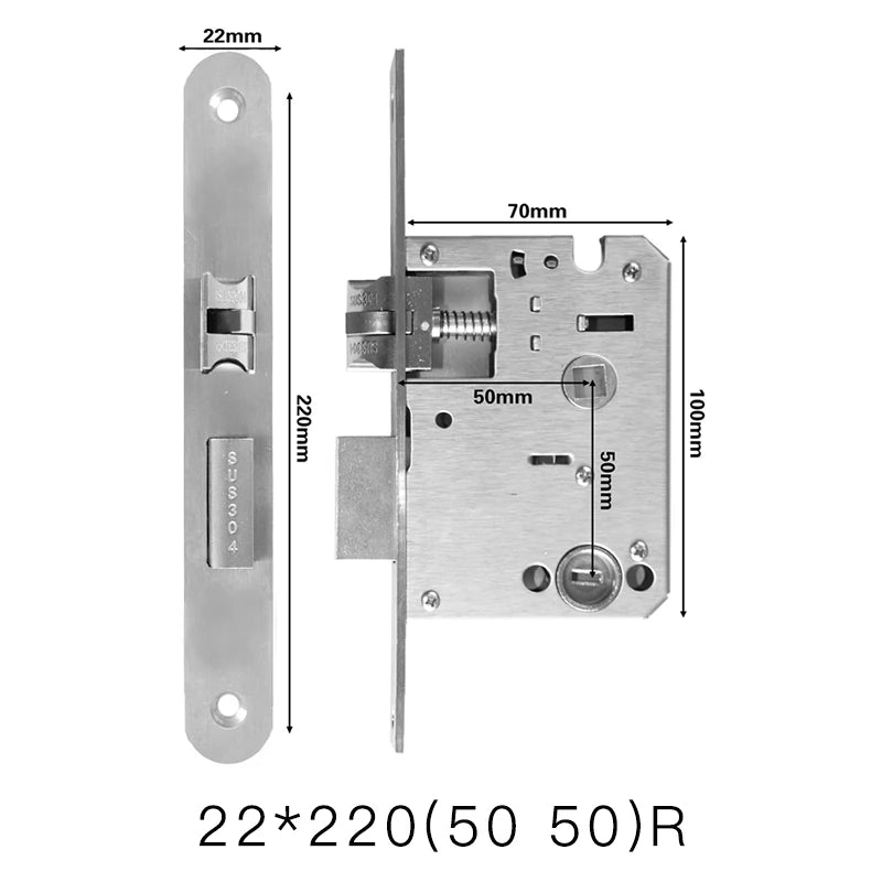 Smart fingerprint lock body special mortise smart lock 5050 125mm-240mm 2585-7085mm 5572 6072 300*6085 lock body
