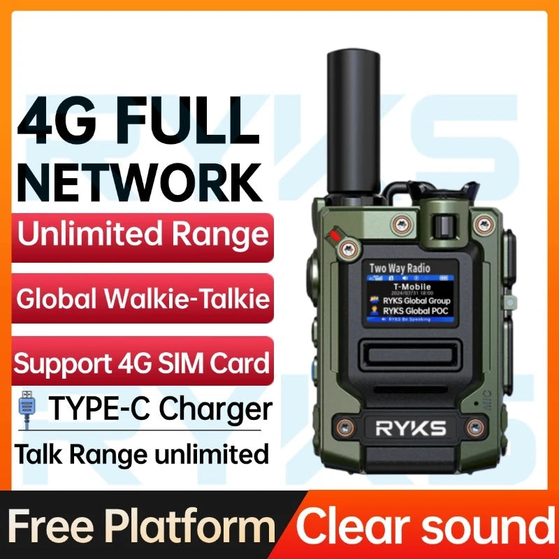 4G Walkie Talkie 5000Km 200 Channels Personalized Names Audio Playback Global Ptt Type C Charger Long Range Ham Two Way Radio