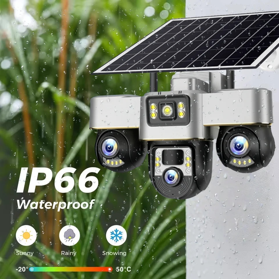 WIFI Security Solar Camera 15MP PIR Human Detection Outdoor Waterproof Monitor CCTV Night Vision 3 Motorized PTZ Lens IP Camera