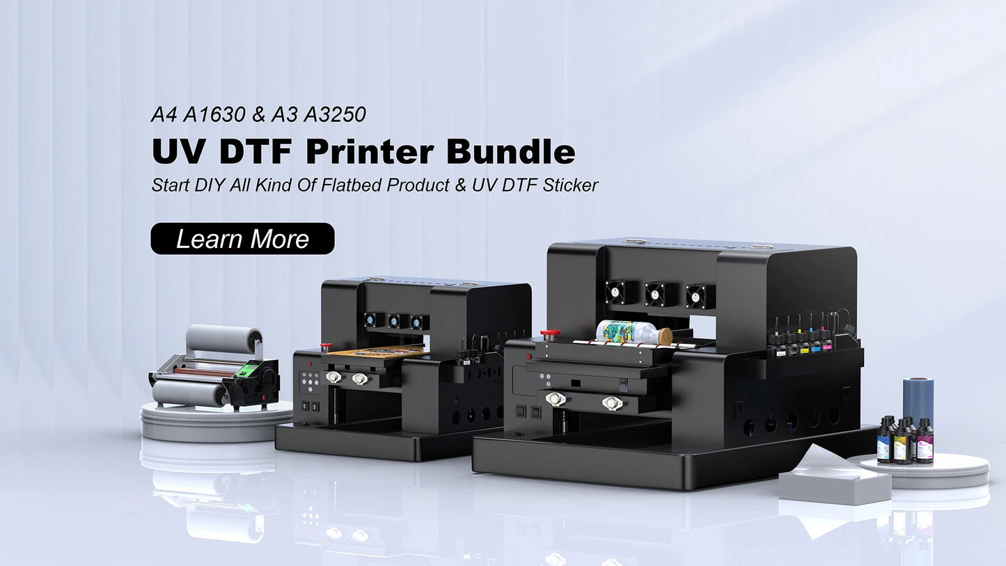 A3 UV Printer with XP600 Printhead UV Flatbed Printer For Bottle Case Acrylic Glass UV DTF AB Film Transfer Sticker UV Printer