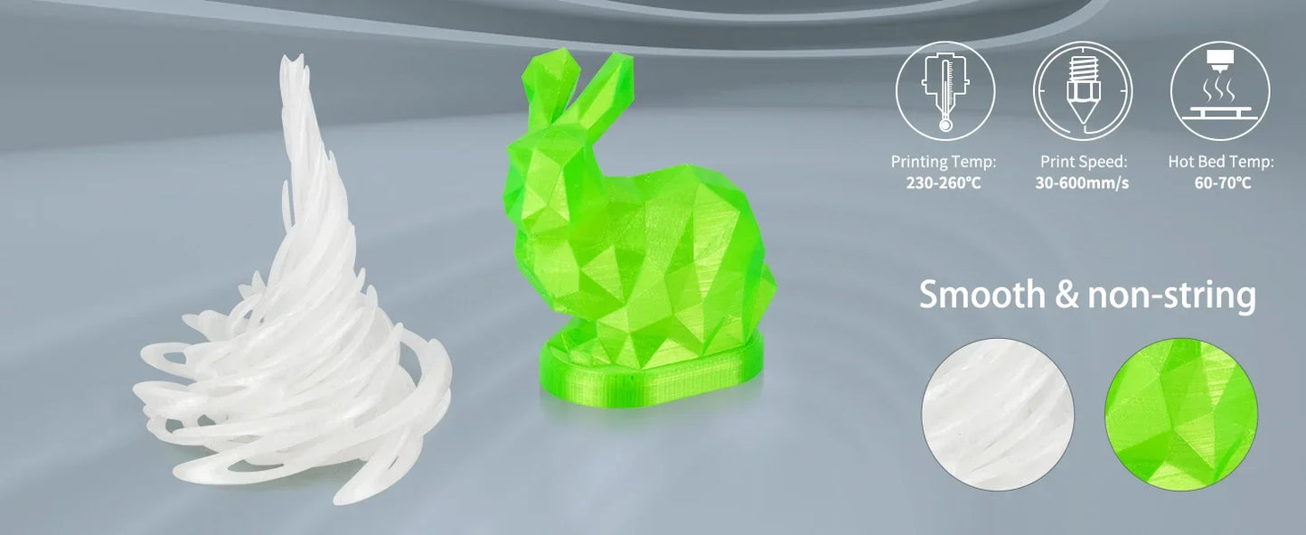 Clear PETG 3D Printer Filament 1.75mm Fast Print Speed High Accuracy ±0.02mm 1kg Transparent Direct Drive Compatible