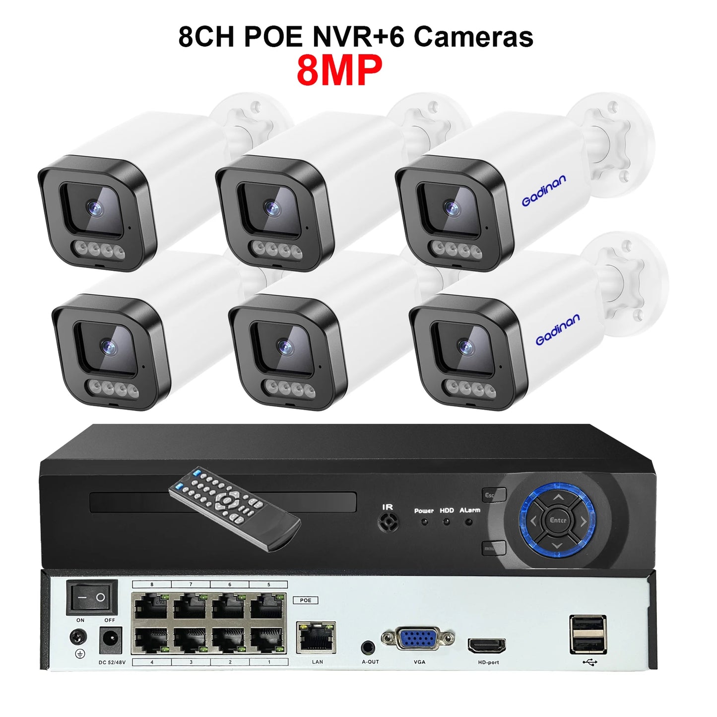 4K Security Camera System 8CH POE NVR 8MP Face Detect Color Night Vision Two Way Audio IP Camera Security Video Surveillance Set