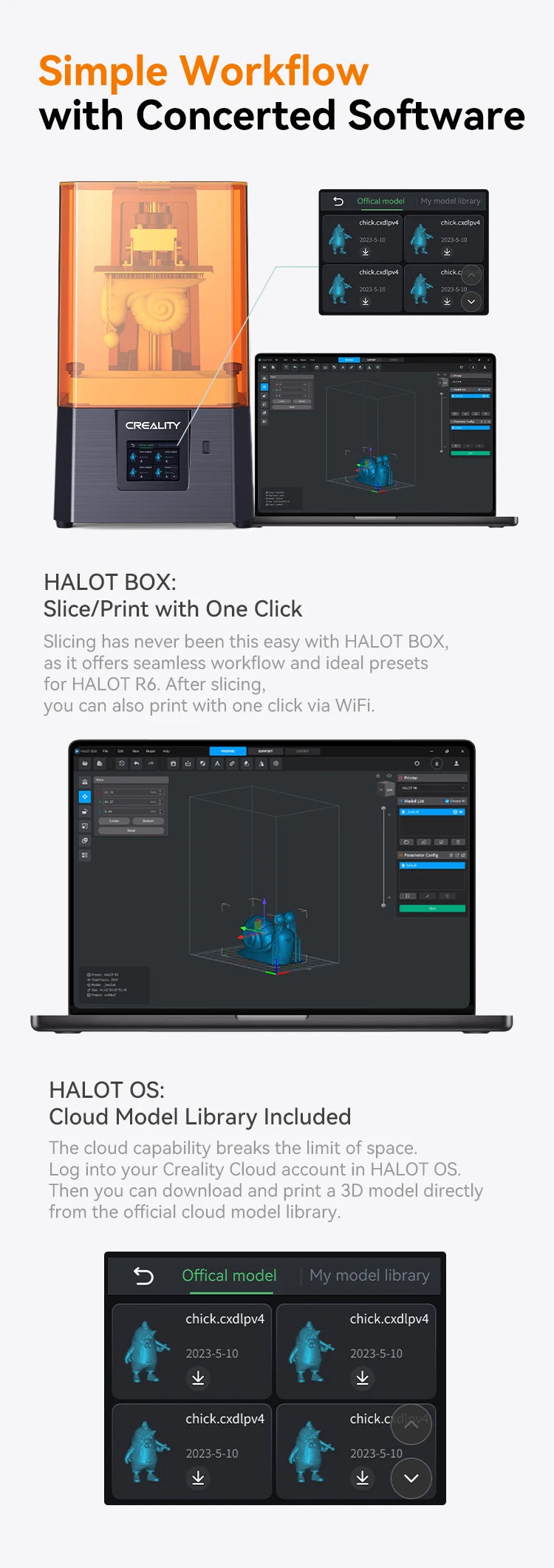 Creality HALOT R6 2K Resin 3D Printer Compact & Easy for Newbies 60mm/h Printing Speed 130*82*160mm Build Volume LCD Printer