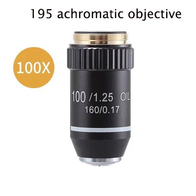 Biological Microscopes Lens 4X 10X 20X 40X 60X 100X(oil) 195 Achromatic Objective Lens Parts