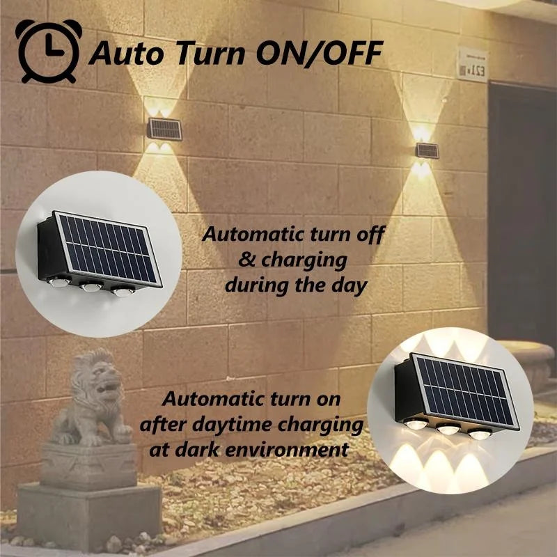 4/6/8LED Solar Wall Spotlight Outdoor Upper And Lower Lighting Solar Powered Waterproof Streetlight for Balcony Courtyard Garden