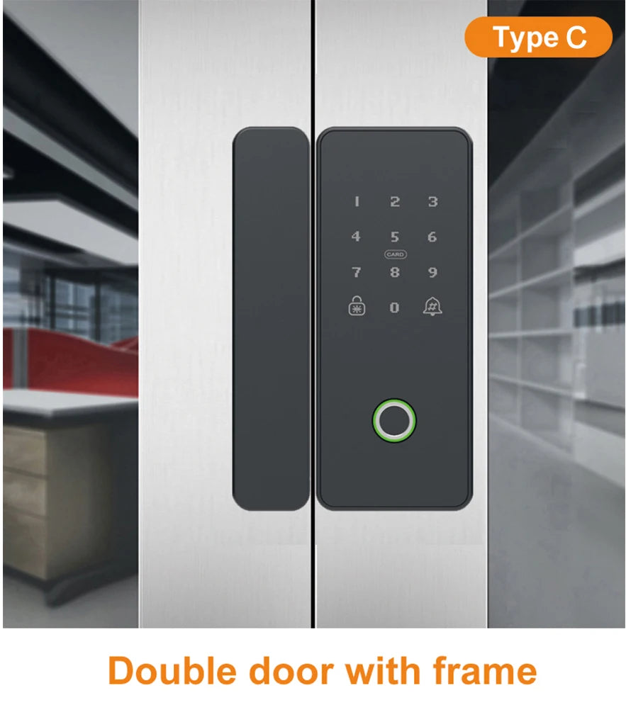 TYSH Fingerprint Smart Door Lock Digital Electronic Lock Glass Door Lock Front Door Wifi Smart Lock Door Tuya Smart Home