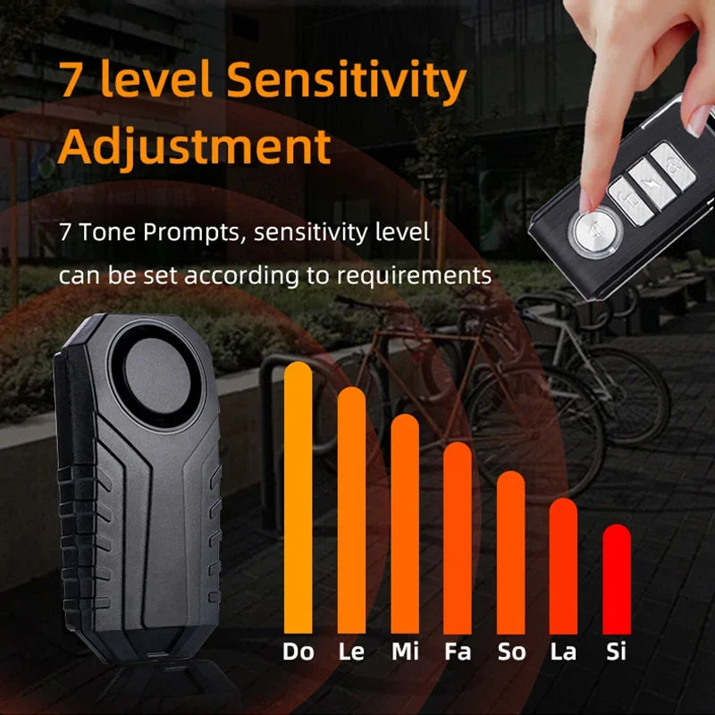Anti-theft Alarm for Motorbike/Bicycle 113db High Volume Vibration Wireless Remote Control Electric Bell Sound Find A Vehicle