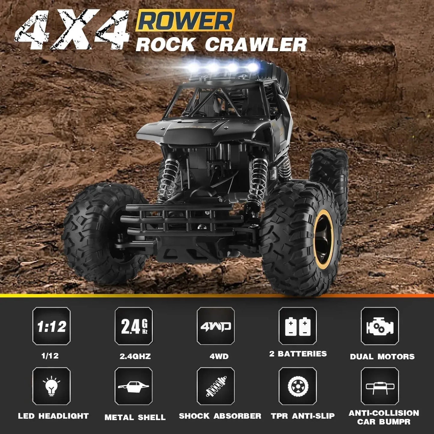 2024 New 4WD Remote Control Car With Led Lights Radio RC Buggy Off-Road Drift Trucks RTR Vehicle Children‘s Boys Kids Gifts Toys