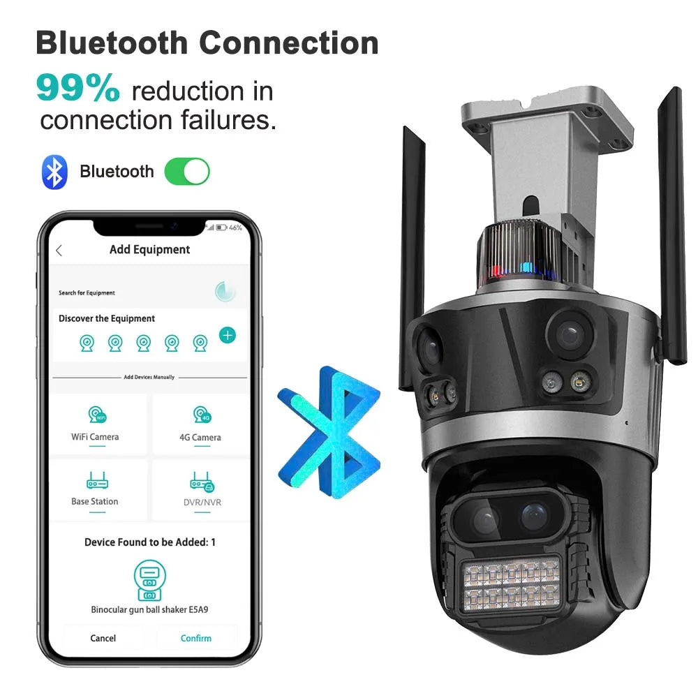 ICsee Security Camera 8K 16MP Four Lens 8X Zoom Outdoor WiFi Wireless CCTV Video Surveillance Auto Tracking Home Protection