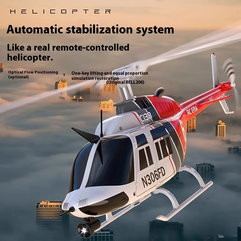 Remote-Controlled Helicopter C138 Rc Era The New Bell 206 Model Airplane With Double Blades And Single Rotor Without Aileron