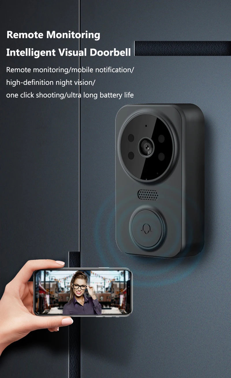 WiFi Video Doorbell Smart Home Door Bell Night Vision Wireless Visual Intercom Doorbell Two-Way Audio Visual Doorbell Monitoring