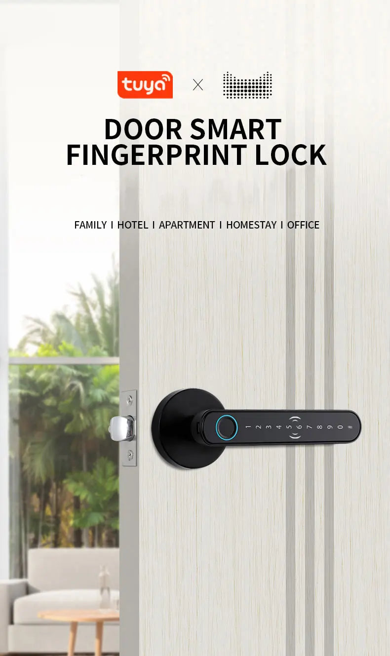 Smart Fingerprint Door Lock Handle for Home Apartment With Key card Digital Door Lock Keypad Keyless Entry electronic lock