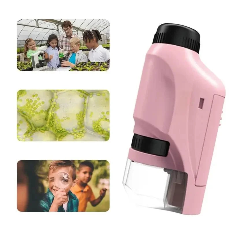 Microscope For Children's Development Of Intelligence Handheld Children's Plant Exploration Electric Lighting Mini Microscope
