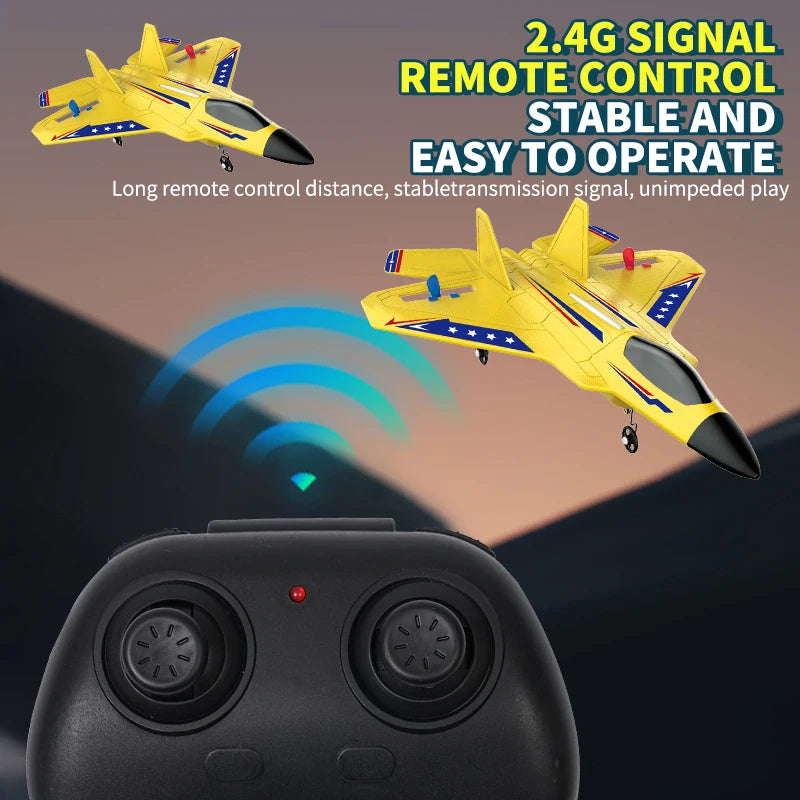 RC Plane 2.4G 2CH F22 Raptor Remote Control Flying Glider With LED Lights EPP Foam RC Airplane Toys Gifts For Children