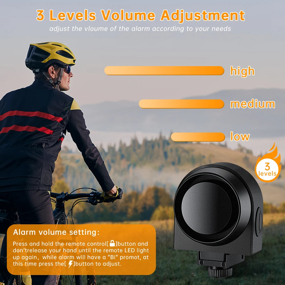 Bicycle Motorcycle Alarm Sensitive Vibration Sensor Anti-theft Alarm Wireless USB Charging Security Protection