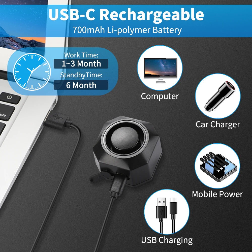 Hollarm Bike Alarm Anti-theft Wireless Vibration USB Charging Motorcycle Security System Waterproof Electric Scooter Alarm