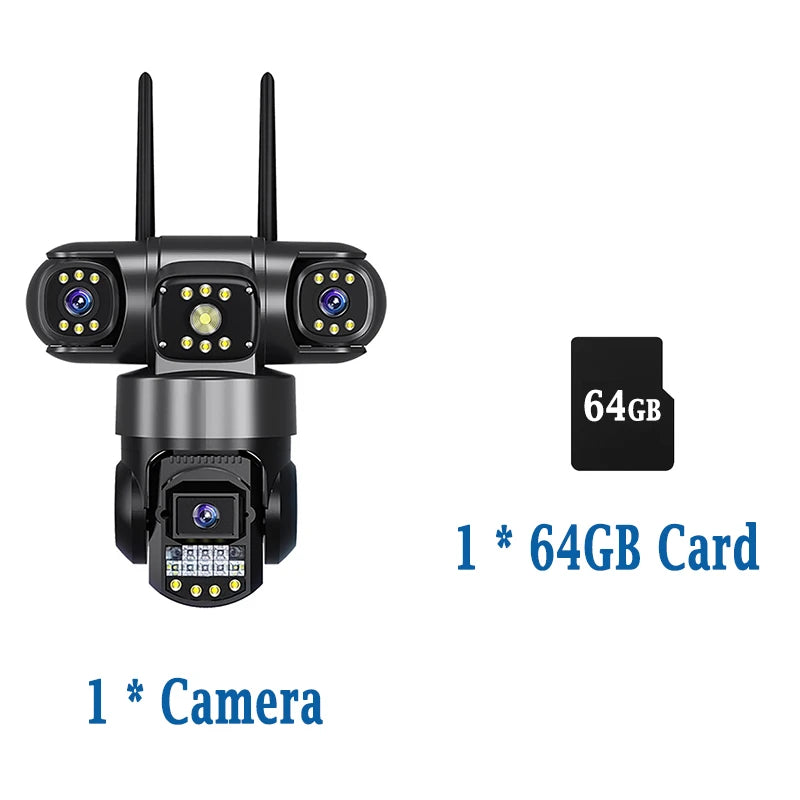 Security WiFi IP Camera Outdoor 12MP 6K Triple Lens Security Video Monitor Night Vision Wireless Cameras Motion Detection Alert