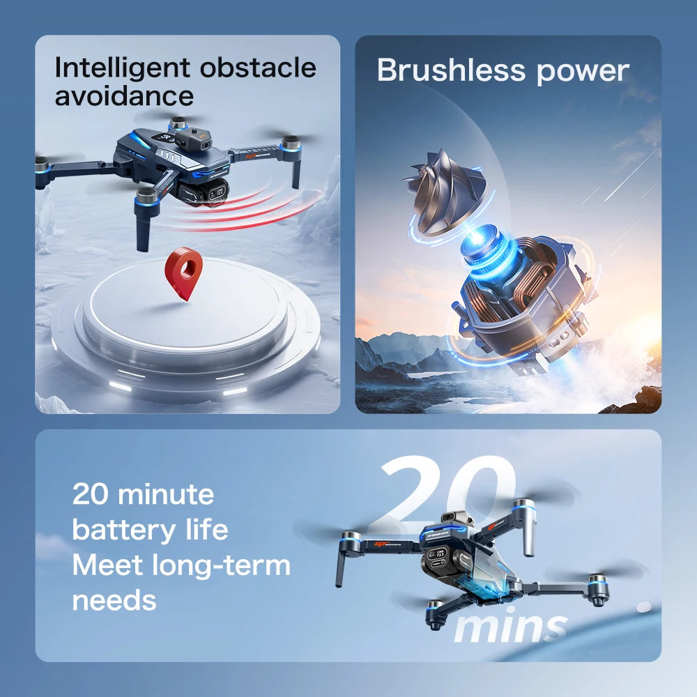 2025 NEW GT8  Rc Drone 8K Profesional HD Dual Camera With Screen FPV WIFI Brushless Motor Obstacle Avoidance FPV Quadcopter Toys