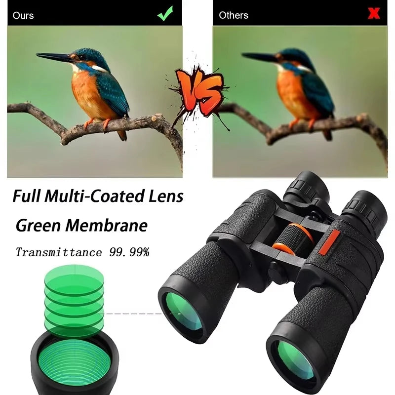 Professional Binoculars 20X50 Powerful Telescope Low Light BAK4-Prism Waterproof  Long Range Military Hunting Camping Equipment